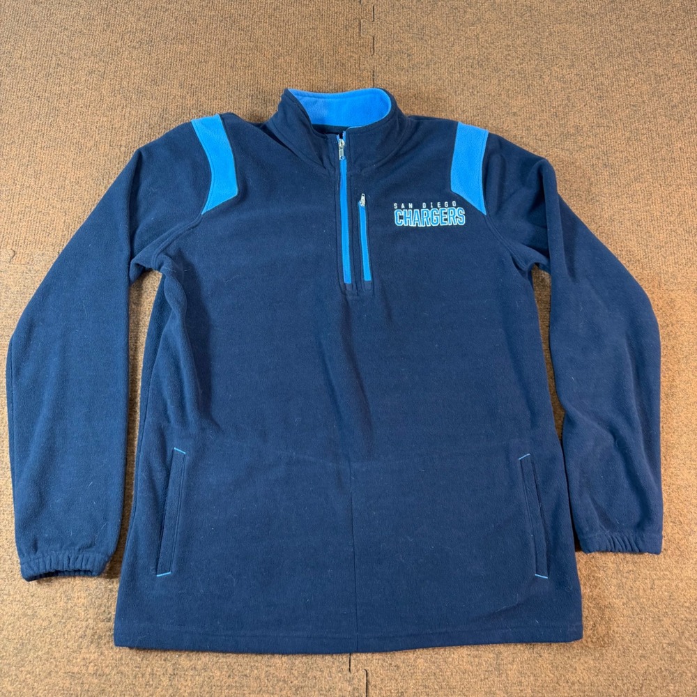 B+ San Diego Chargers NFL Navy Blue Quarter Zip Fleece Pullover Jacket Womens